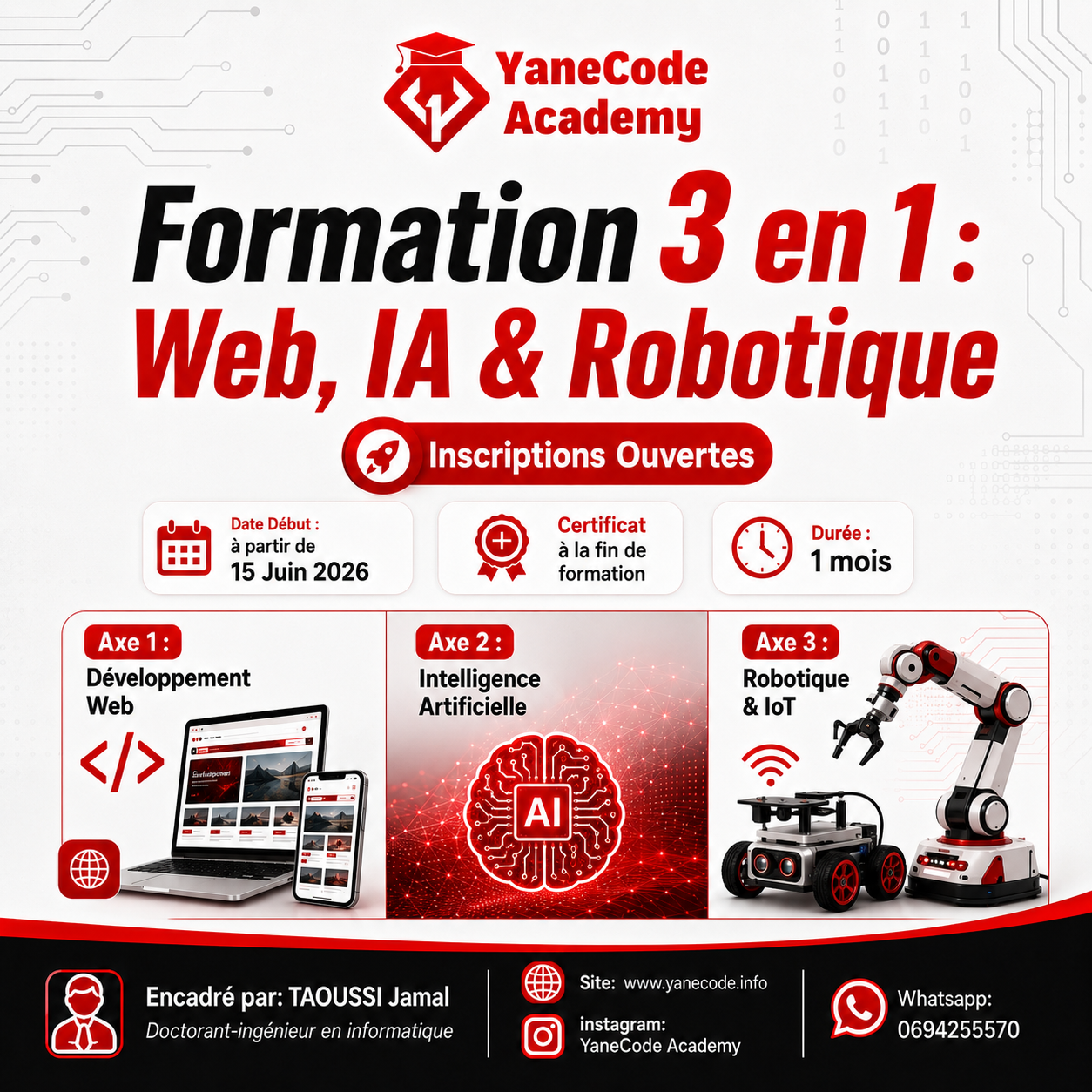 Formation 3 en 1 : Web, Intelligence Artificielle & Robotique